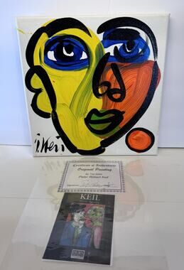 Peter Robert Keil Original Painting Signed COA Abstract Face Expressionist Art